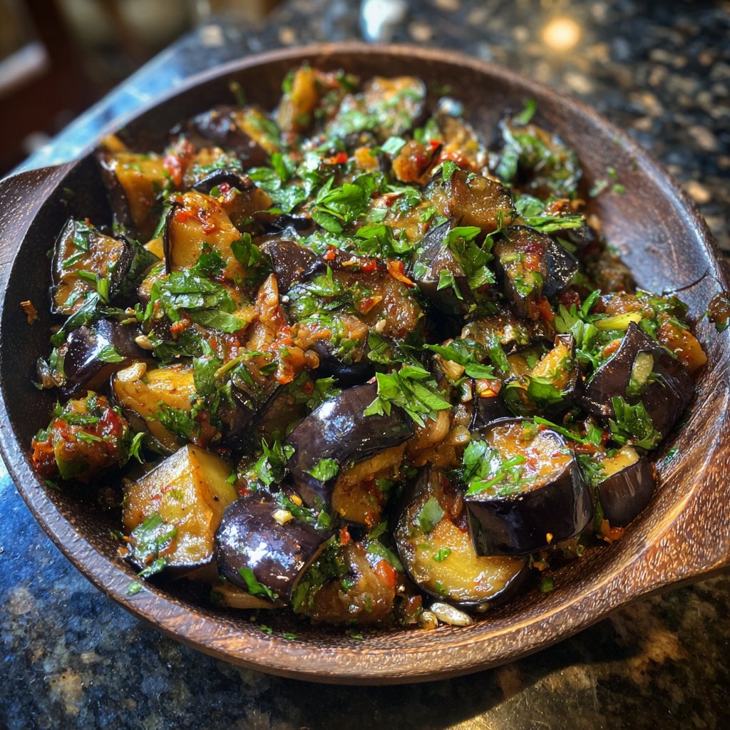 Auberginenpfanne mit mediterranen Gewürzen