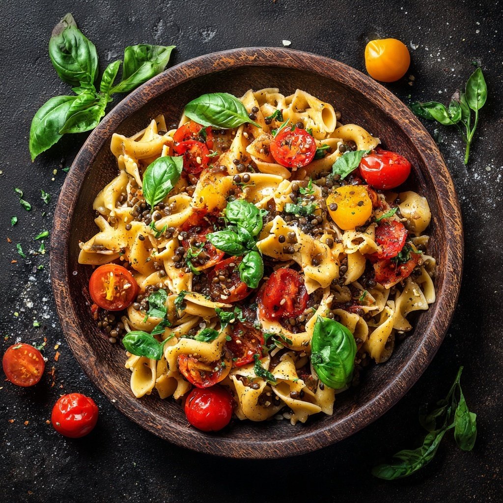 Mediterraner Nudelsalat Mit Linsen