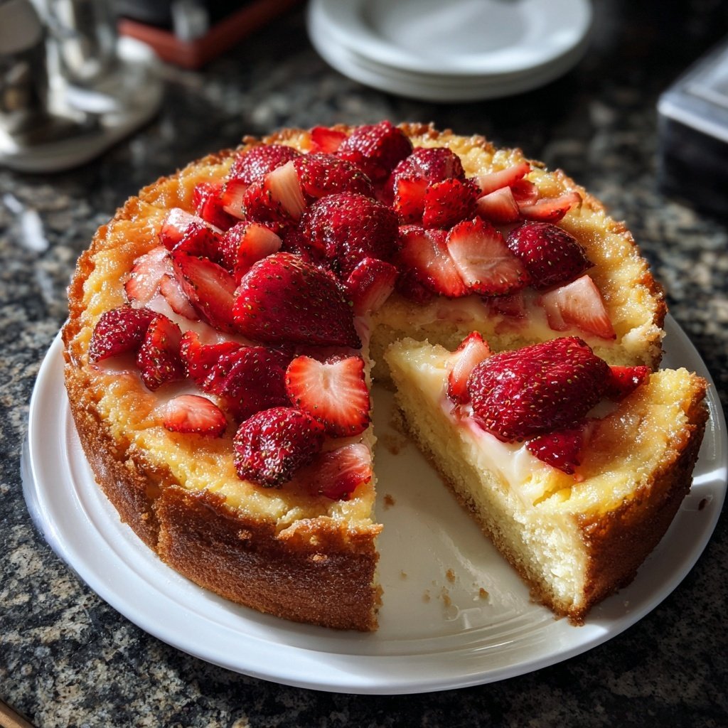 Saftiger Erdbeerkuchen Mit Vanillepudding