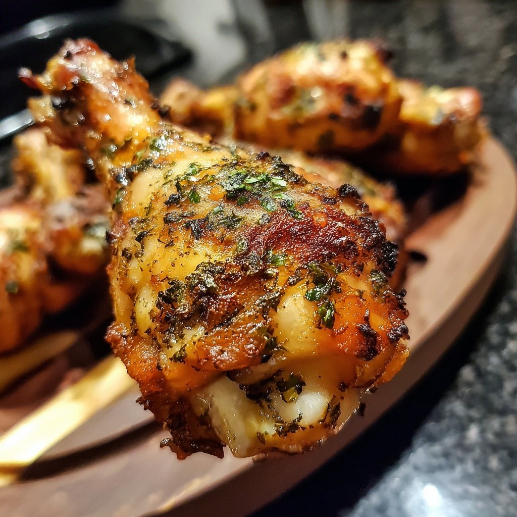 Gebackene Hühnchenkeulen mit Knoblauch