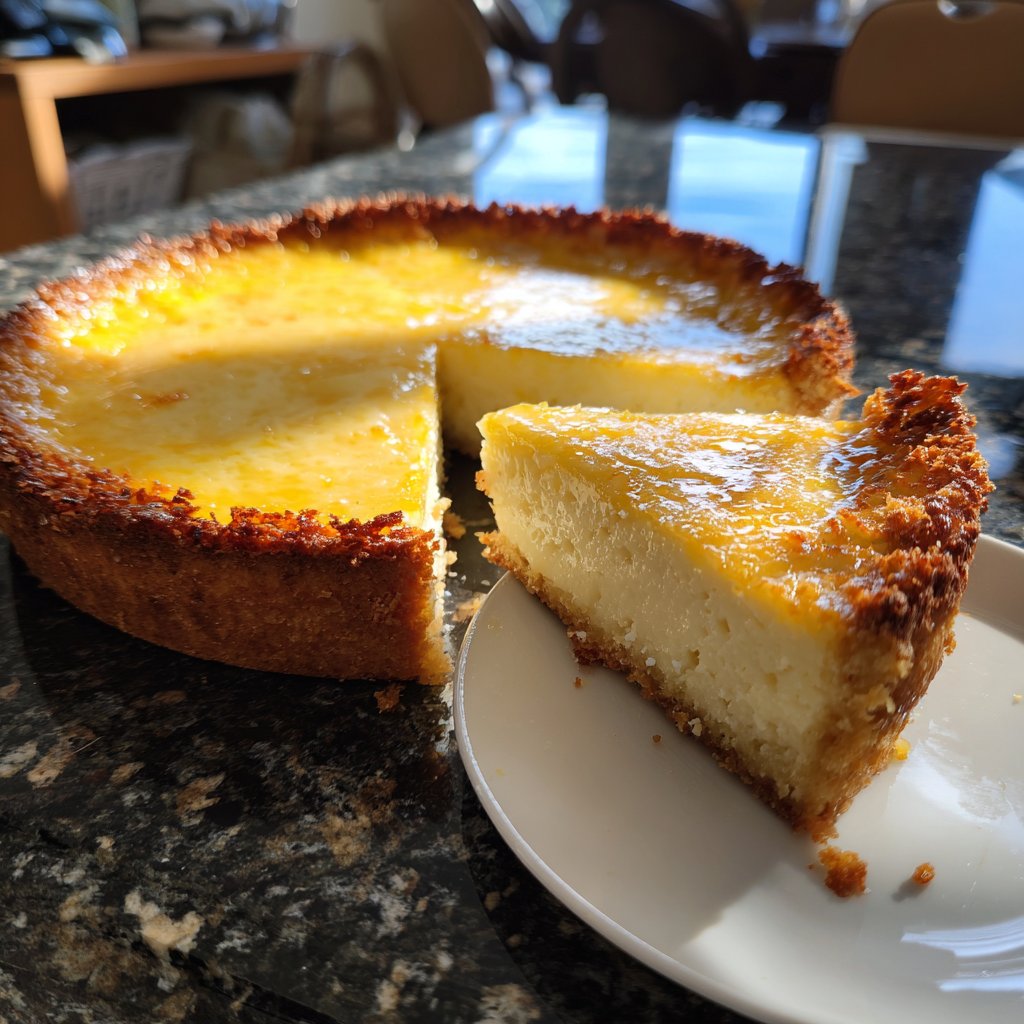 Käsekuchen mit Zitronen-Mandelboden