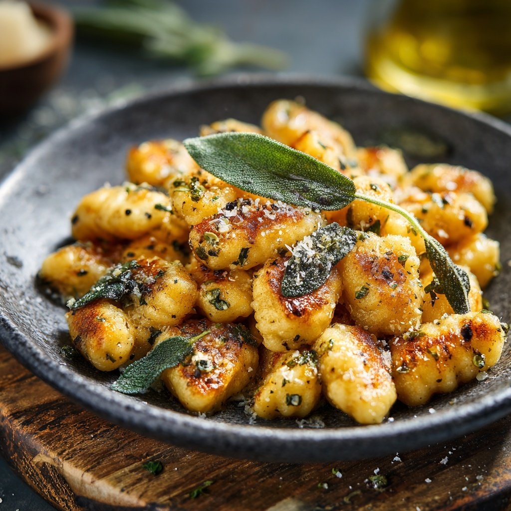 Herzförmige Gnocchi mit Butter und Salbei